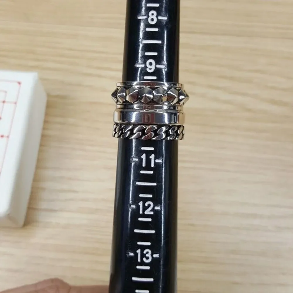 ALEXANDER MCQUEEN Jewelry Mens Size 10 / 21 Ring Punk Chain Stud Stacked $490